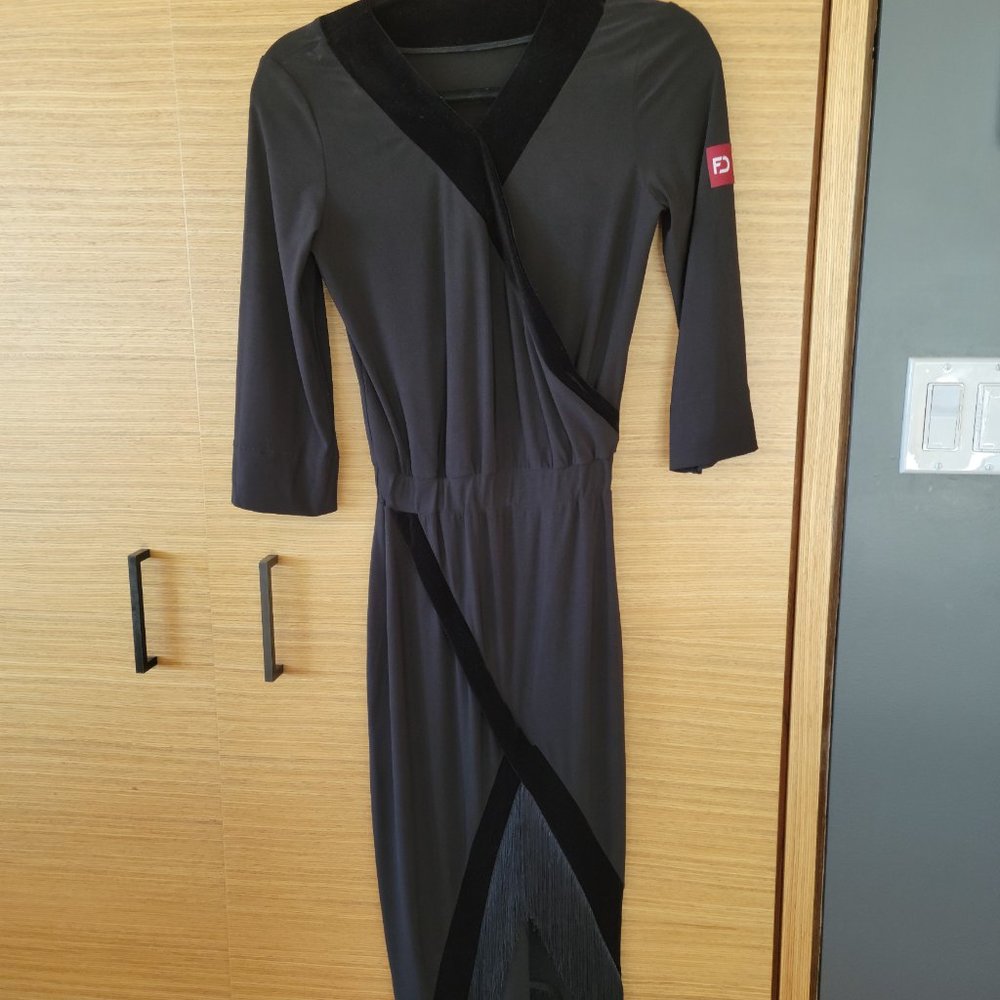 FD size 42 Euro size, Size Small in US,  Practice Latin Black long fringe dress